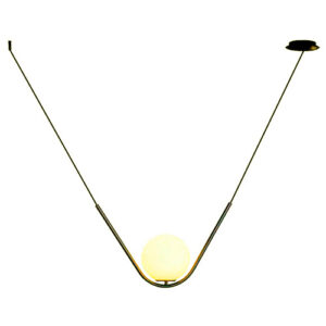 Pendente Moderno Clothes Ball em V - Preto fosco com Vidro Branco(2)