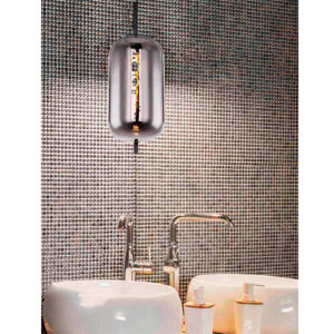 Pendente Moderno Vidro Tubular Fumê Lorac