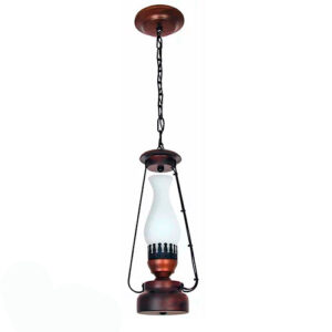 Pendente Rústico Country Lampião com Vidro Manga Querosene