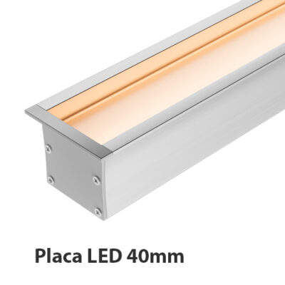 Perfil Embutido Recuado 40mm fabricado em aluminio acrilico e placa led