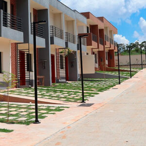 Poste de Jardim Pétala Panelinha Redondo com Painel de LED 30W Integrado