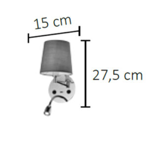 Arandela Melina com Flexível LED para Leitura - Entrada USB e Interruptor Individual - Dimensões