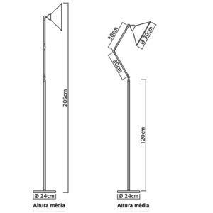 luminaria-de-chao-articulada-rourell-com-cupula-de-metal-preta-dimensoes