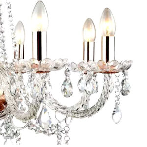 lustre-candelabro-tyen-12-lampadas-com-cristais-cobre-rose-e-transparente-bella-lampadas-vela-led-detalhe