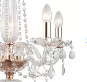 lustre-candelabro-tyen-5-lampadas-com-cristais-cobre-rose-e-transparente-bella-lampadas-vela-led-detalhe