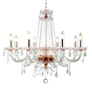 Lustre Candelabro Tyen 8 Braços com Cristais