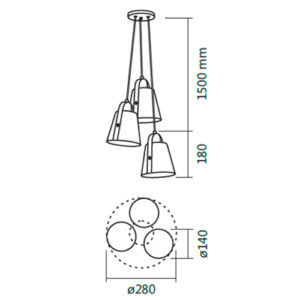 pendente-aluminio-cupula-girona-triplo-dimensoes
