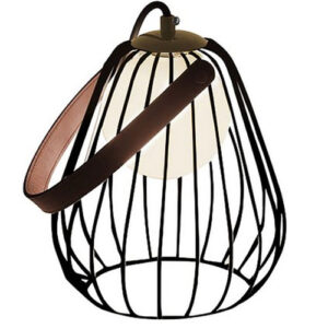 Pendente Aramado Lampe com Fita de Couro e Globo de Vidro