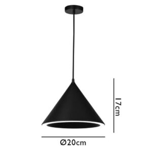 pendente-led-hat-cone-preto-chapeu-dimensoes