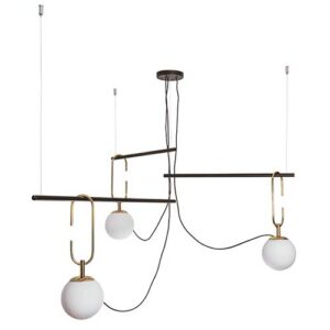 Pendente Moderno Queronte com 3 Globos de Vidro