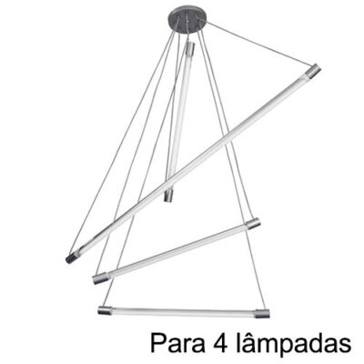 Pendente Tubular para 4 Lâmpadas Tubo LED