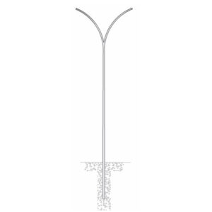 Poste Curvo Duplo Engastado em Aço