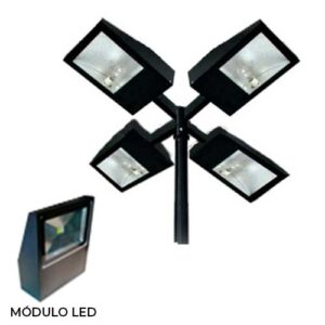 poste-petala-chanfrada-quadruplo-com-refletor-de-led-50w