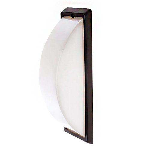 
Esta luminária preta tem um design minimalista em formato de meia-lua. Possui uma base vertical reta e uma cúpula branca totalmente curvada e translúcida, que se projeta para a frente. O difusor ocupa quase toda a peça, garantindo uma iluminação ampla, suave e muito bem distribuída.
