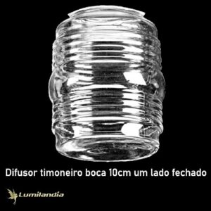 Vidro Timoneiro Transparente Sinaleiro Fechado de um lado - Boca 10cm