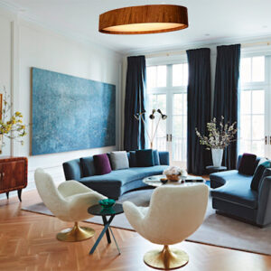 Luminária Plafon de Madeira Oval Orbital