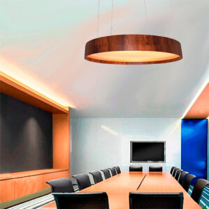 Pendente de Madeira Redondo Slim com LED Integrado