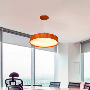 Pendente de Madeira Redondo Slim com LED Integrado
