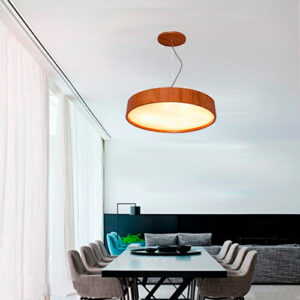 Pendente de Madeira Redondo Slim com LED Integrado
