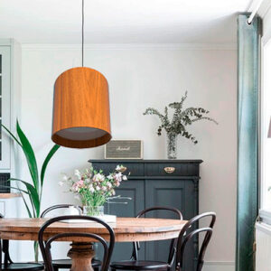 Pendente de Madeira Redondo com LED Integrado