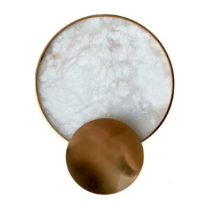 Luminária de Parede Arandela Moderna Redonda Gold Pedra Ônix com LED Integrado