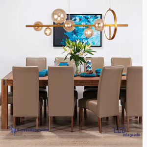 Lustre Pendente Moderno Monkee Tubo Dourado com Globos de Vidro