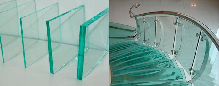 amostras de espessura de vidro e escada de vidro 