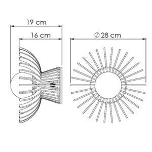 Arandela de Madeira Aletada Sol