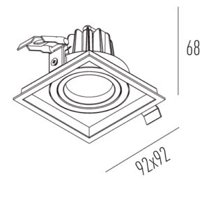 Luminária Embutir Quadrado Giratório com LED Integrado 8W