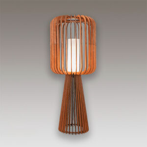 Luminaria de Chão Madeira Aletada Cone Baixa Sem Vidro