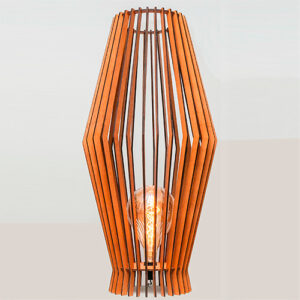 Luminaria de Chão Madeira Aletada Sem Vidro