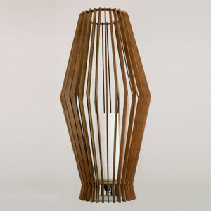 Luminaria de Chão Madeira Aletada com Vidro