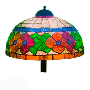 Luminária de Chão Vitral Estilo Thifany Cúpula Vintage Clássico