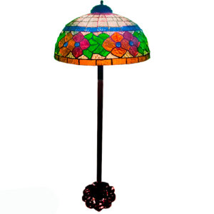 Luminária de Chão Vitral Estilo Thifany Cúpula Vintage Clássico