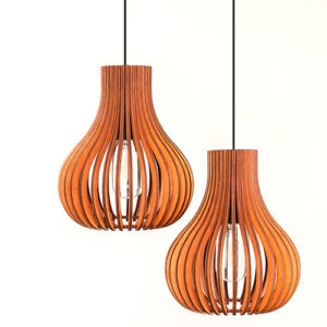 Pendente Madeira Globo Pequeno Duplo