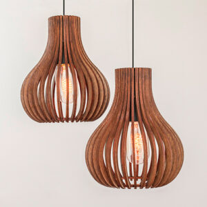 Pendente Madeira Globo Pequeno Duplo