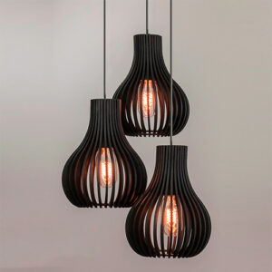 Pendente Madeira Globo Pequeno Triplo