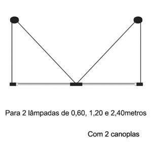 Pendente Tubular para 2 Lâmpadas Tubo LED 2 Canopla(2)