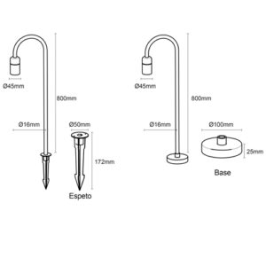 Mini Poste Balizador Curvo com LED Integrado 5,6W