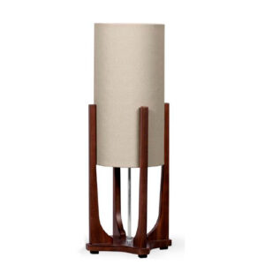 Abajur de Sala de Madeira com Cúpula Tubular