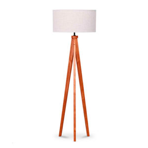 Luminária de Chão Madeira Colunas Tripes