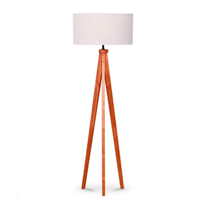 Luminária de Chão Madeira Colunas Tripes