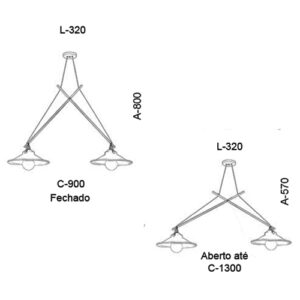 Luminária 2 Pendente Moderno em X