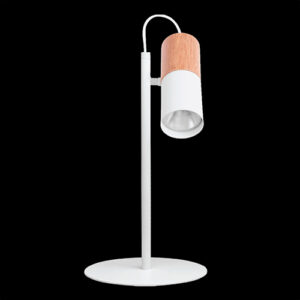 Luminária de Mesa Abajur Alumínio e Madeira Spot Direcionado