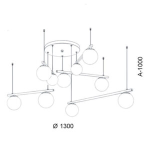 Luminária de Teto Lustre 10 Globos de Vidro