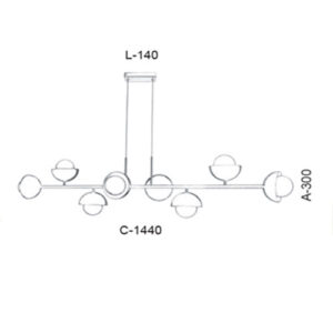 Luminária de Teto Pendente 8 Meia Bolas com Globo