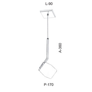 Luminária de Teto Pendente Angular com Vidro em Cubo