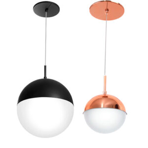 Luminária de Teto Pendente Meia Esfera Vidro Eclipse Pequeno