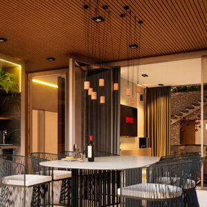 Luminária de Teto Pendente Tubo Madeira Triplo