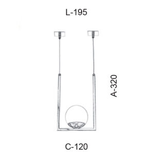 Luminária de Teto Pendente em U Quadrado Globo Pequeno